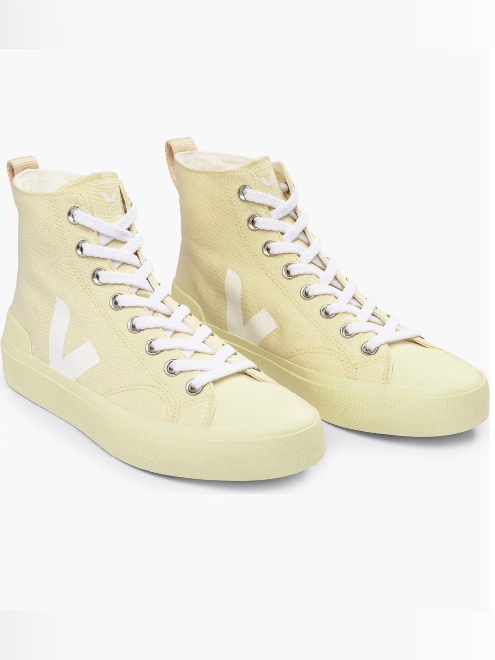 Veja Men’s High-Top Canvas Sneakers in Pale Yellow